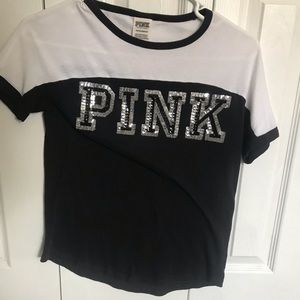 Victoria secret short sleeve back and white